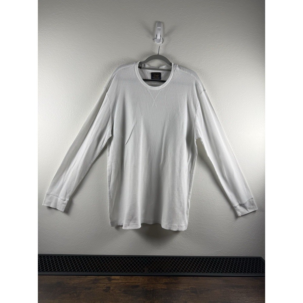 Jachs MFG Men's XXL Waffle Knit Thermal Shirt‎ White Long Sleeve Crewneck Cotton